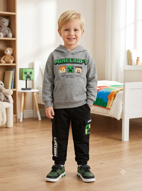 Conjunto Sudadera Importada Premium  Niño "Minecraft Limits"