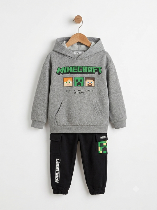 Conjunto Sudadera Importada Premium  Niño "Minecraft Limits"