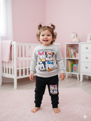 Sudadera Disney Good Friends para Niña - Set 2 Piezas Gris y Negro
