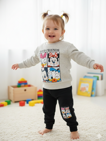 Sudadera Disney Good Friends para Niña - Set 2 Piezas Gris y Negro