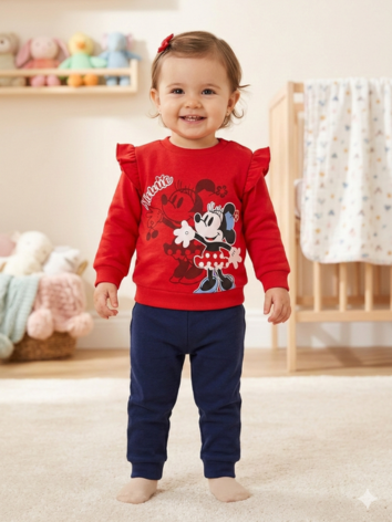 Conjunto Disney Minnie Mouse – Sudadera Roja con Boleros y Jogger