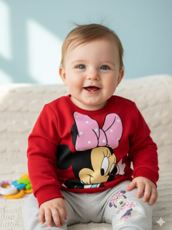 Sudadera Disney Minnie Mouse para Niña - Set 2 Piezas Rojo y Gris