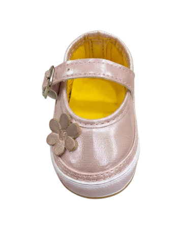 Zapato Baleta para Niña - Rosado con Flor (Suela Flexible)
