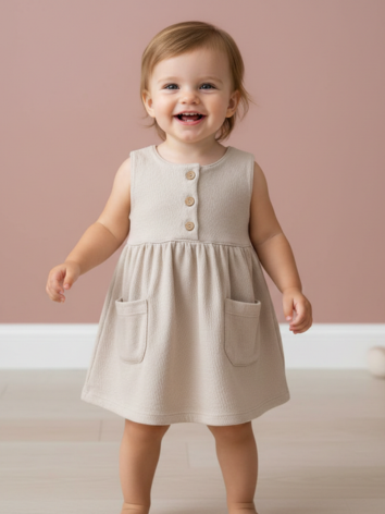 Vestido Niña Playero – Frescura y Estilo Beige