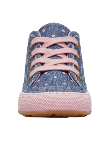 Tenis Caminantes para Niña Estilo Denim con Puntos Rosa (Suela Flexible)
