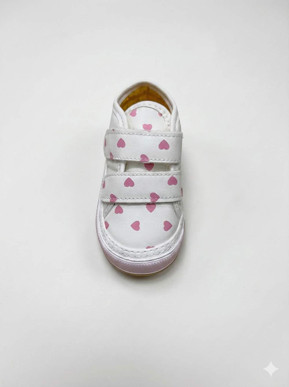 Tenis Blancos con Corazones Rosas y Velcros - Estilo y Comodidad (Suela Flexible)