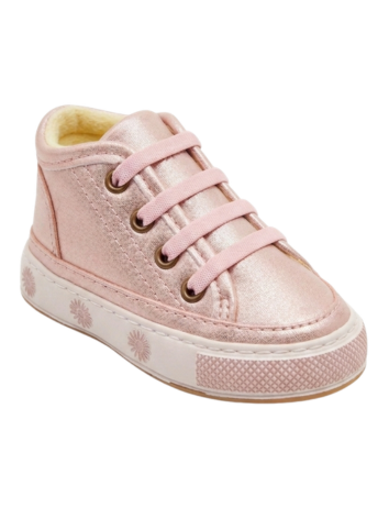 Tenis Caminantes para Niña – Oro Rosa Metalizado con Soles (Suela Flexible)