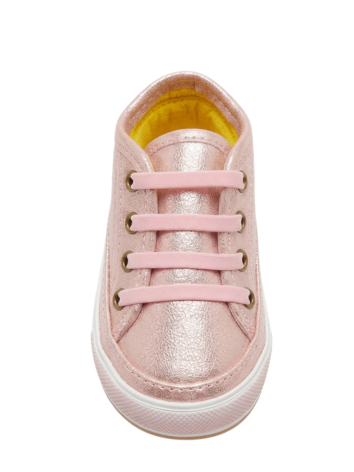 Tenis Caminantes para Niña – Oro Rosa Metalizado con Soles (Suela Flexible)