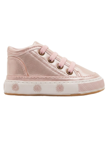 Tenis Caminantes para Niña – Oro Rosa Metalizado con Soles (Suela Flexible)
