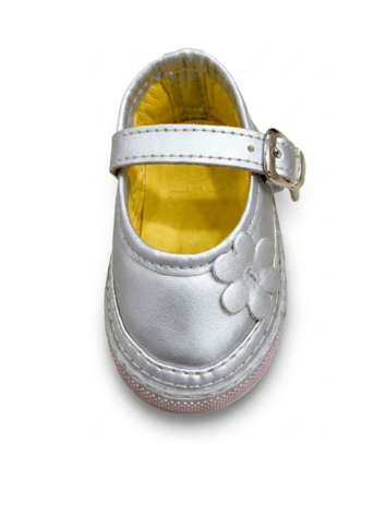 Zapato Baleta para Niña - Gris con Flor (Suela Flexible)