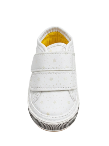 Tenis Caminantes para Niña Velcro Blancos con Estrellas (Suela Flexible)
