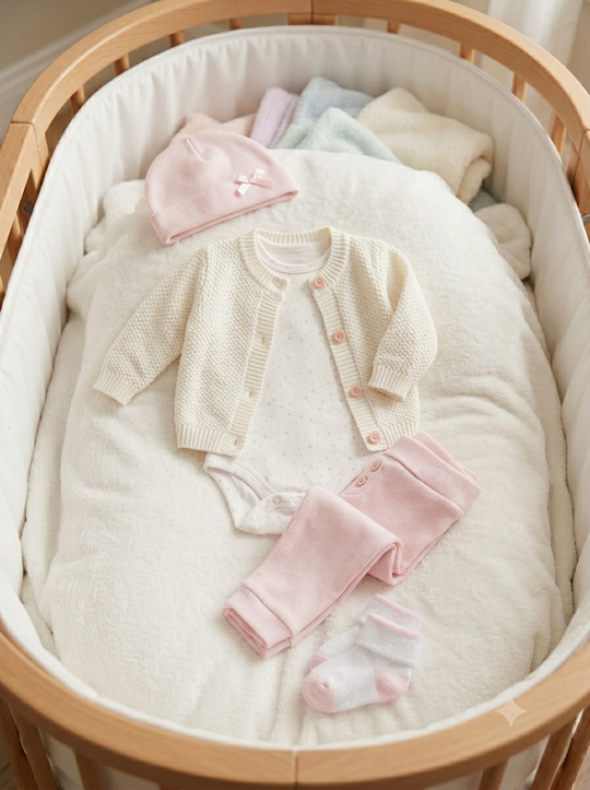 Set de Bienvenida Rosa/Blanco Premium – Set de 5 Piezas en Hilo y Algodón