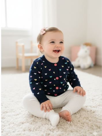 Saco Corazones Tejido Niña Bebé