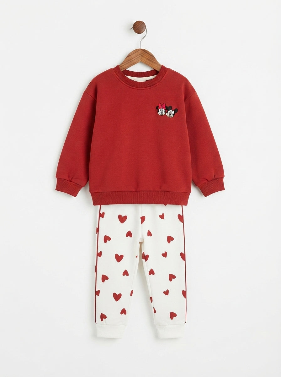 Conjunto Sudadera Importada Premiun para Niña Mickey & Minnie Sweet Hearts